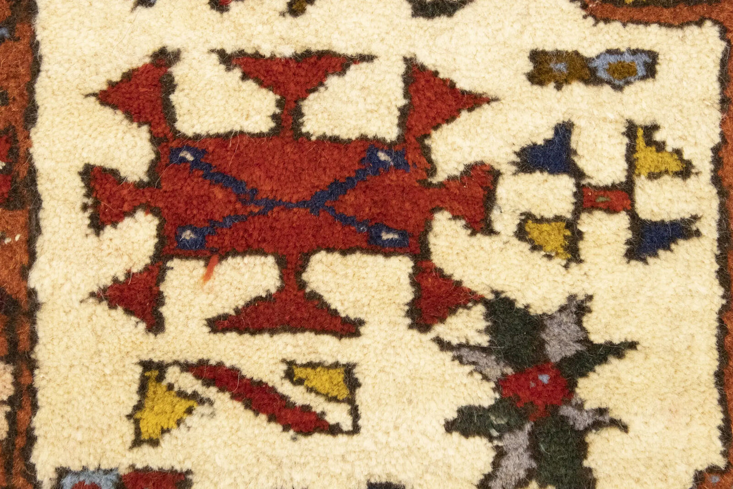 Rare Vintage Oriental Rug Geometric Design Boho