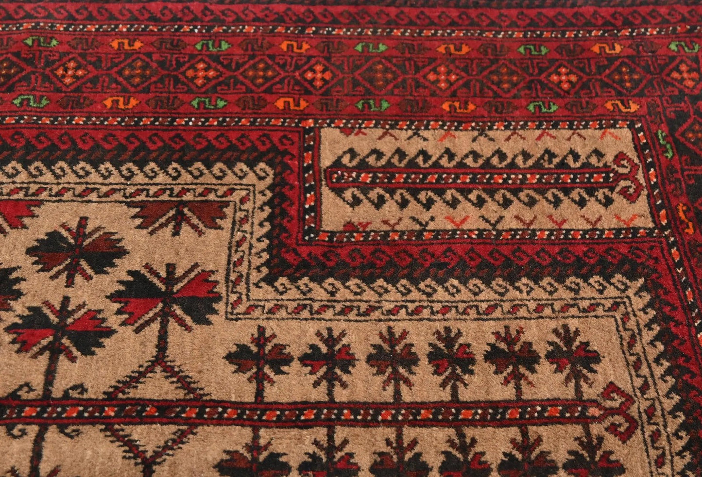 Cream Tribal Geometric Design Handmade Oriental