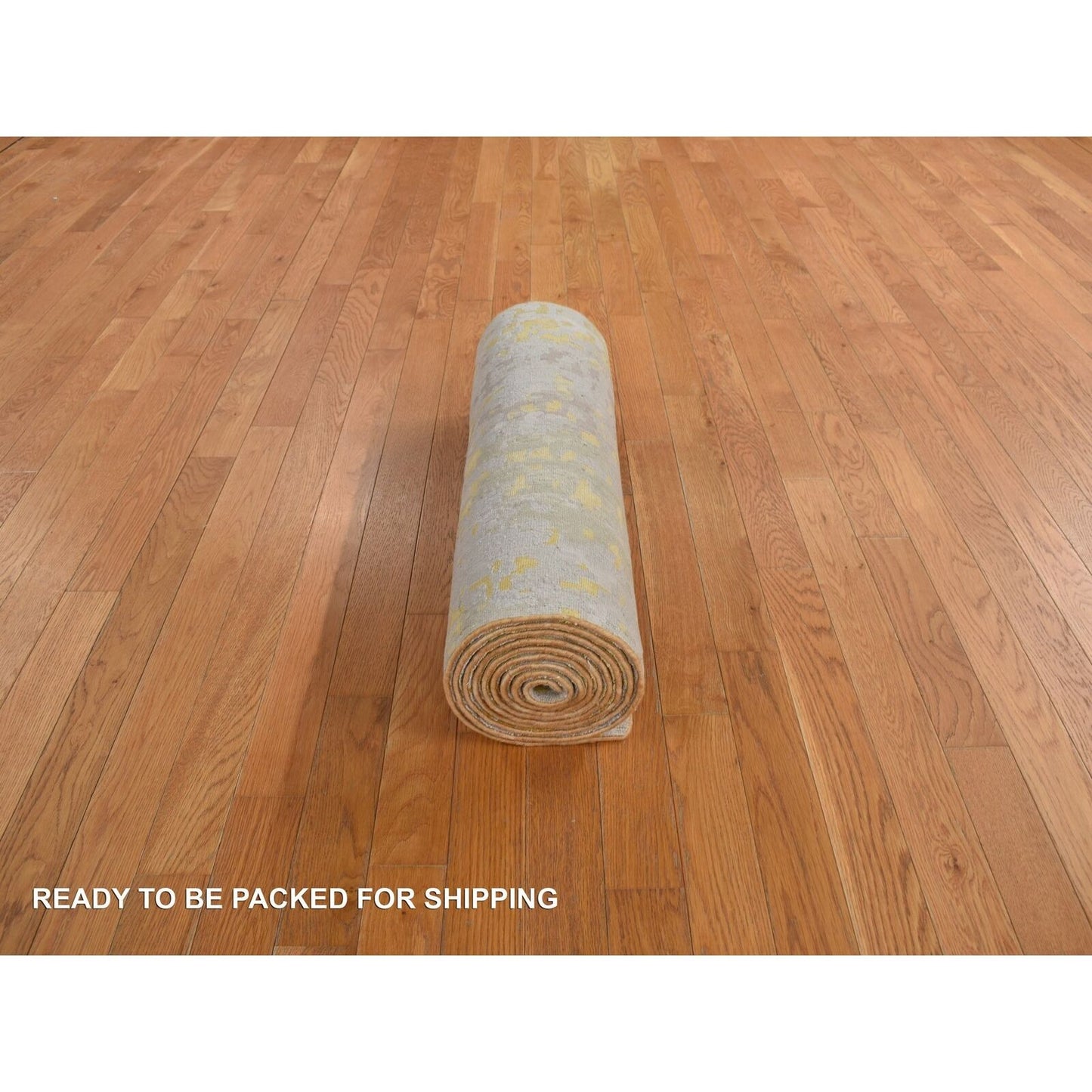 2'7"X11'9" Bone Brown Abstract Design Hand Knotted Runner Oriental Rug