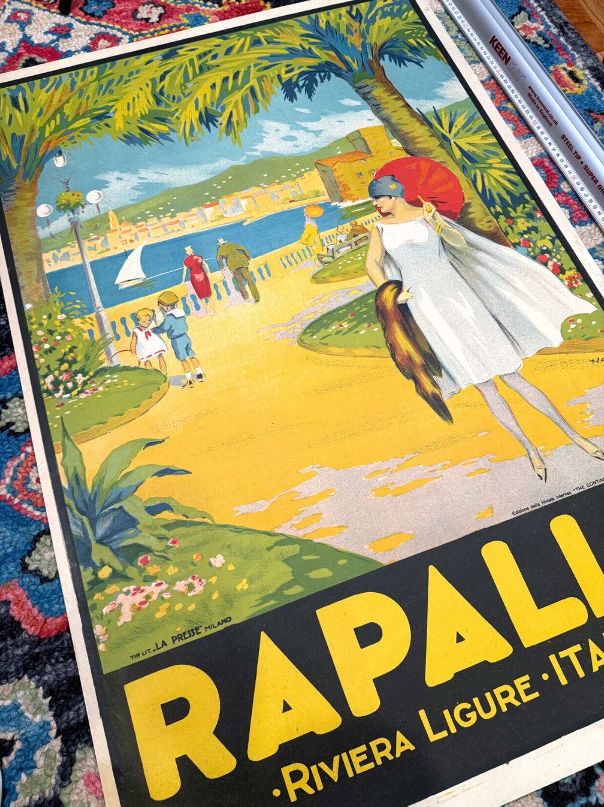 Rare Italian Travel Poster Rapallo By Natoli 1924 Original Litho Riviera