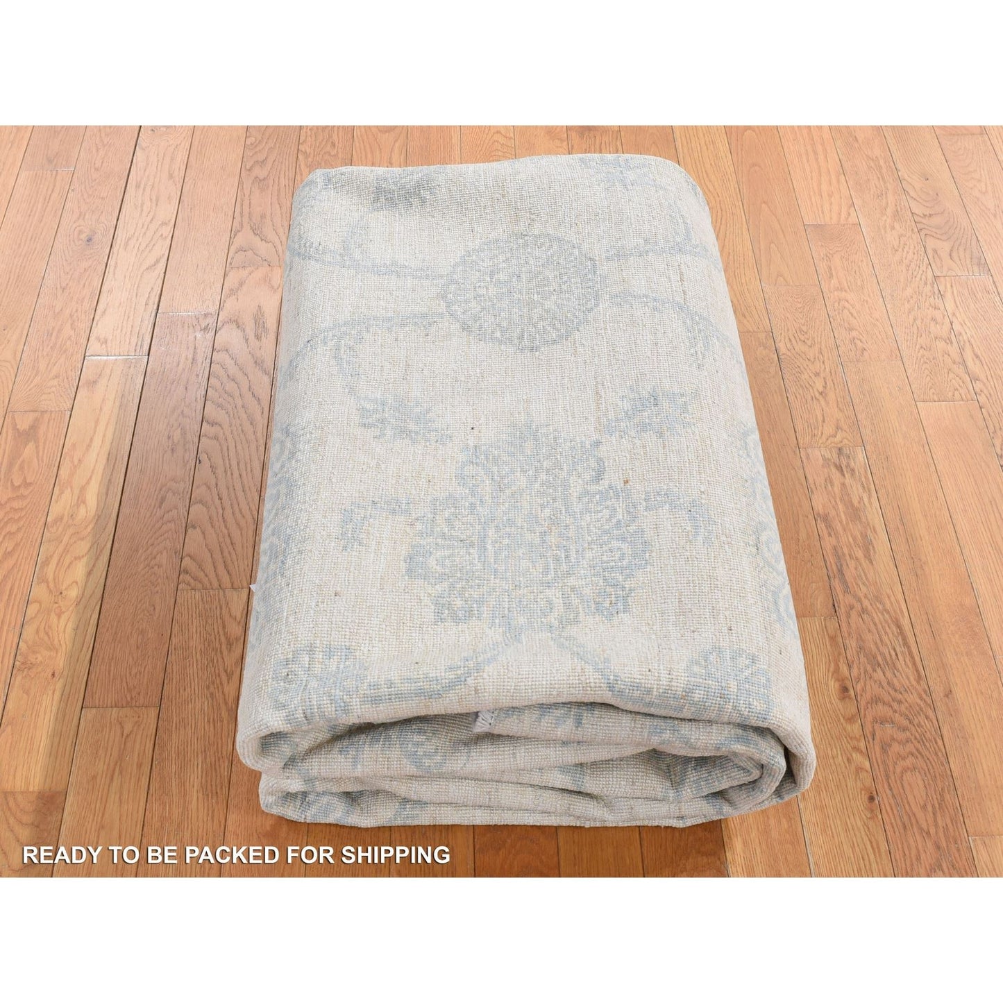 8'X10'1" White Tone On Tone Peshawar Design Pure Wool Hand Knotted Rug