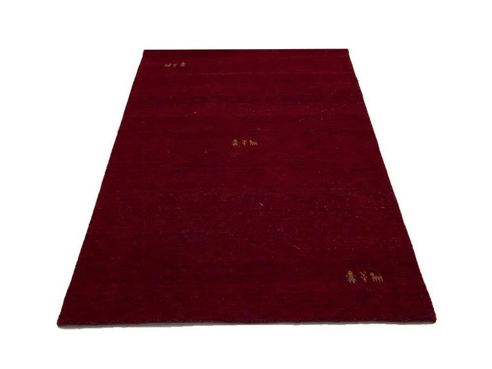 Maroon Red Gabbeh Modern Rug Pictorial Wool Home