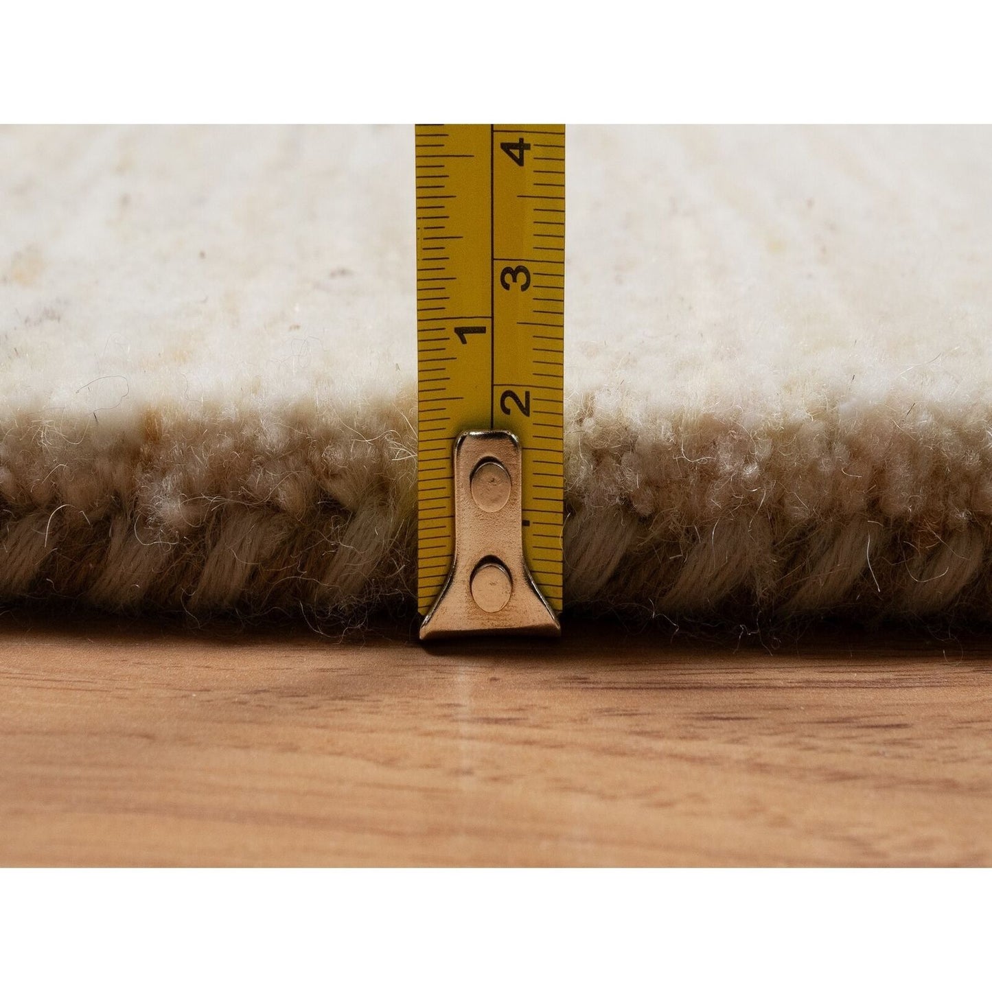 9'X9' Bone White Hand Knotted Lori Buft Plain Design Pure Wool Round Rug