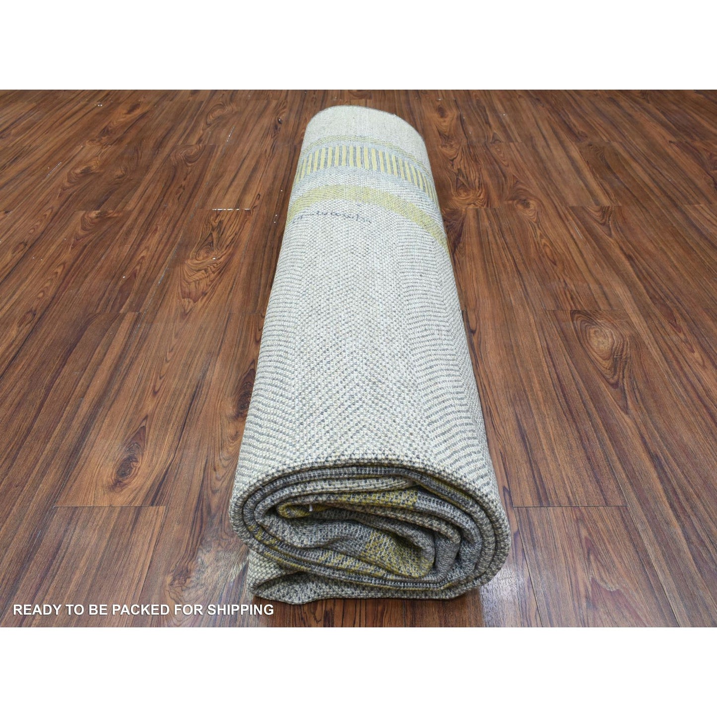 Rug 7'9"x10'2" Light Gray Modern Design Soft Organic Wool Hand Knotted