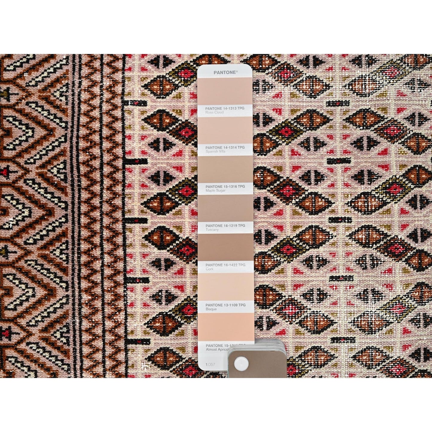 4'4"X6'1" Pink Vintage Tourkaman Worn Wool Hand Knotted Oriental Rug