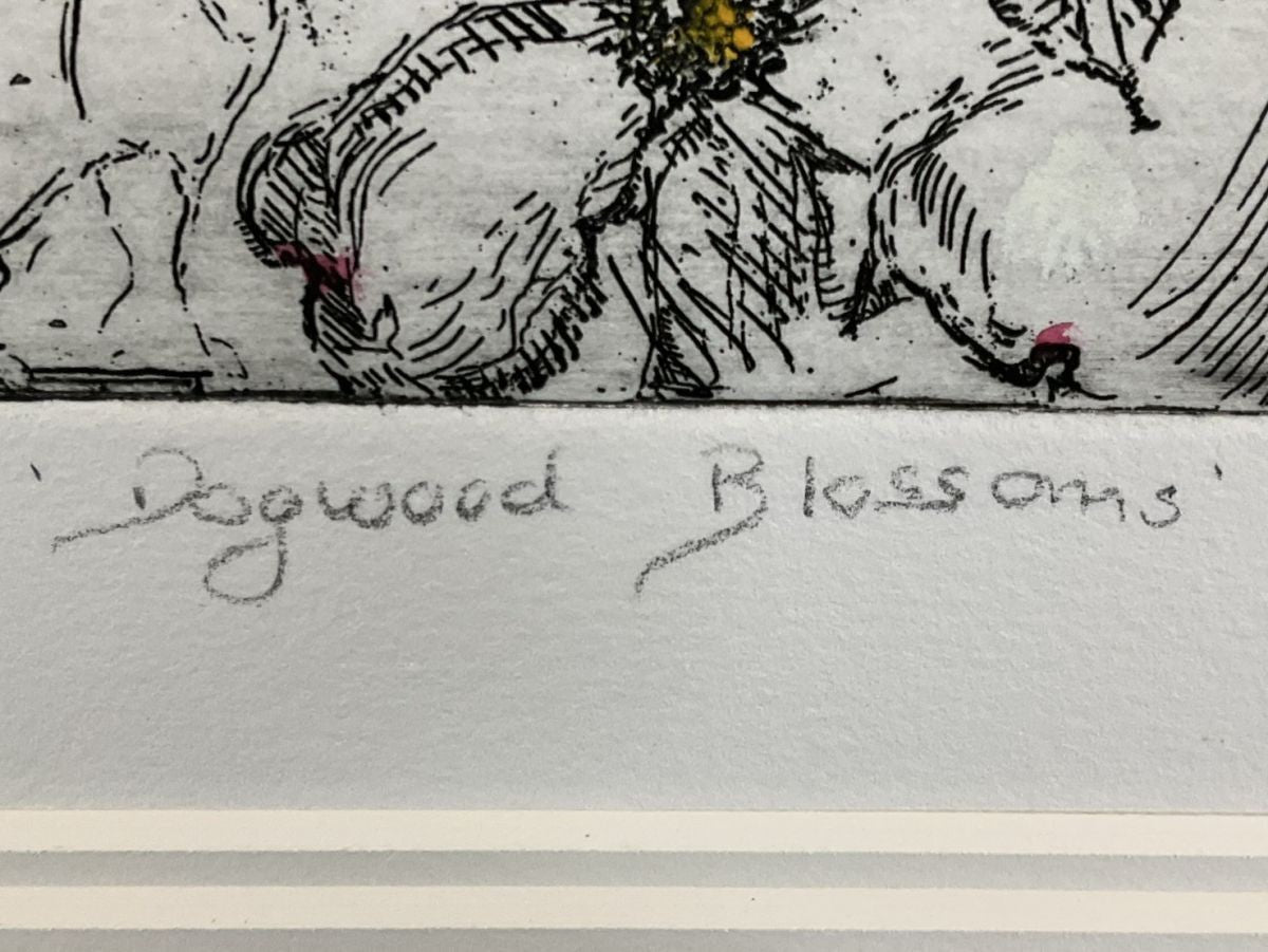 Joanne Isaac Original Etching "Dogwood Blossoms" 1980S Limited Edition Signed