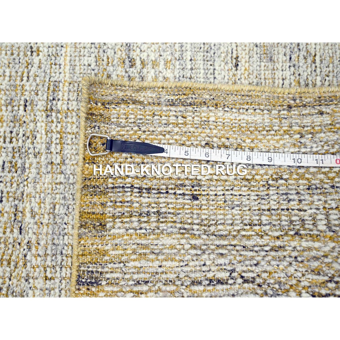 2'7"X8'2" White & Gold Hand Knotted Oxidized Grass Design Wool Runner Rug