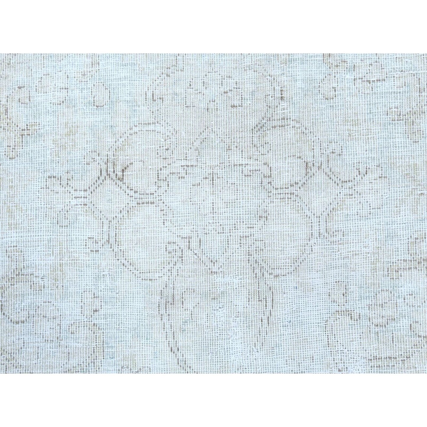 9'8"X12'10" Beige Hand Knotted Wool Distressed Vintage Farsian Karman Rug