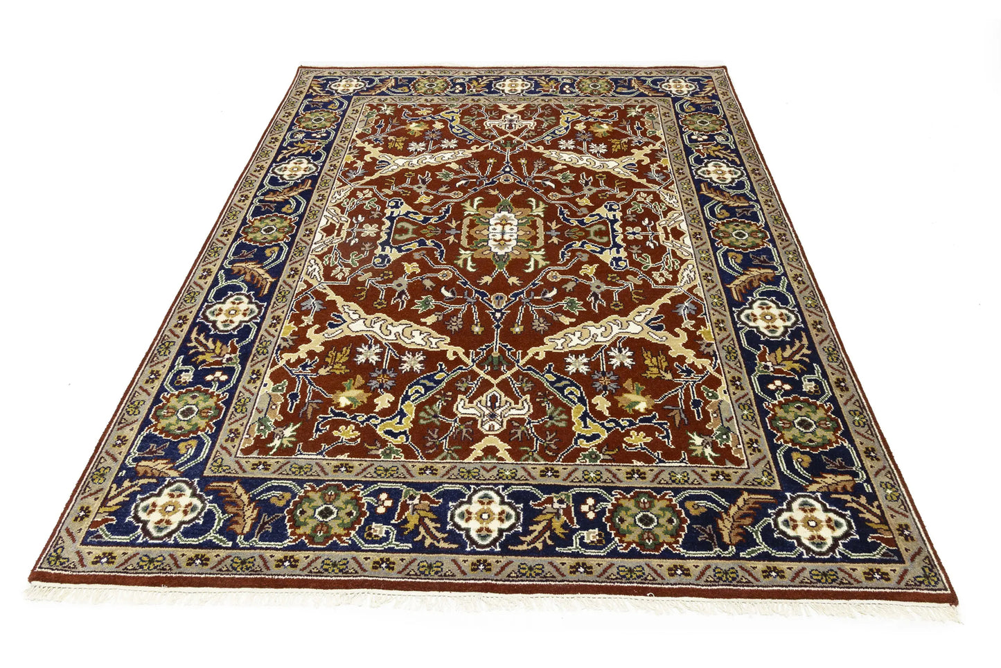 Rusty Red Oushak Chobi Oriental Rug Floral Living