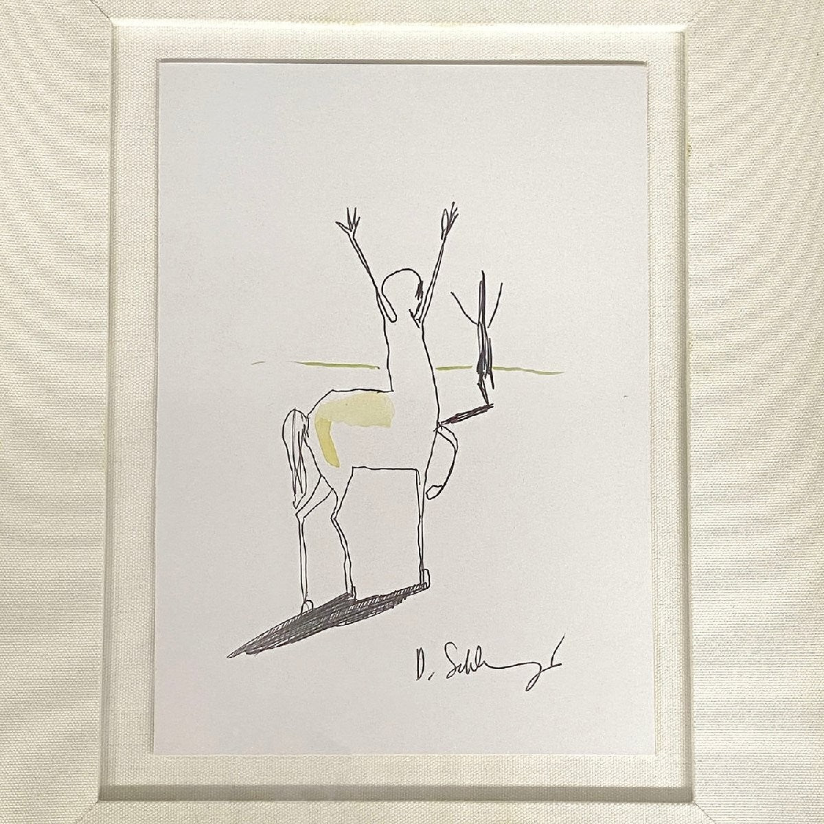 Mark Kostabi 1984 Original Painting Drawing Black Ink On Paper Signed Coa
