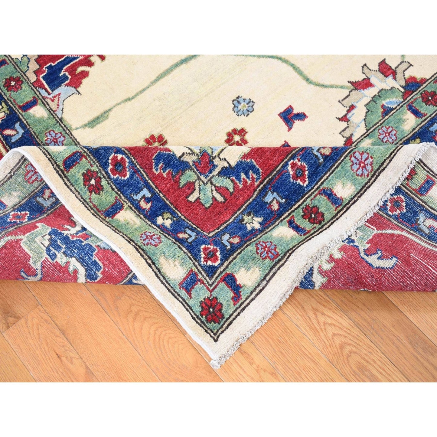 9'10"X14' Cream Color Hand Knotted Kazak Pure Wool Oriental Rug