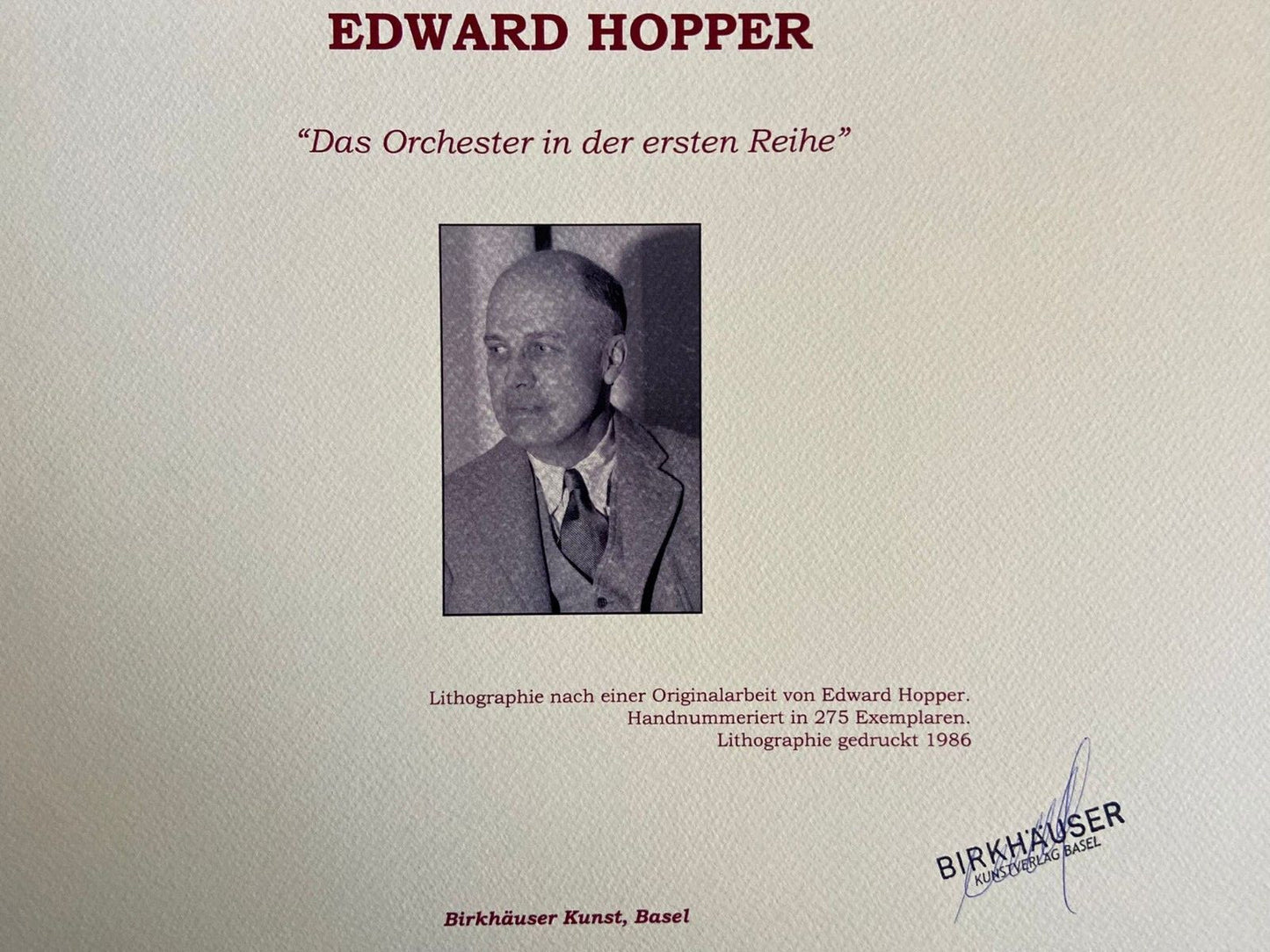 Edward Hopper Lithograph Hand Numbered Signed