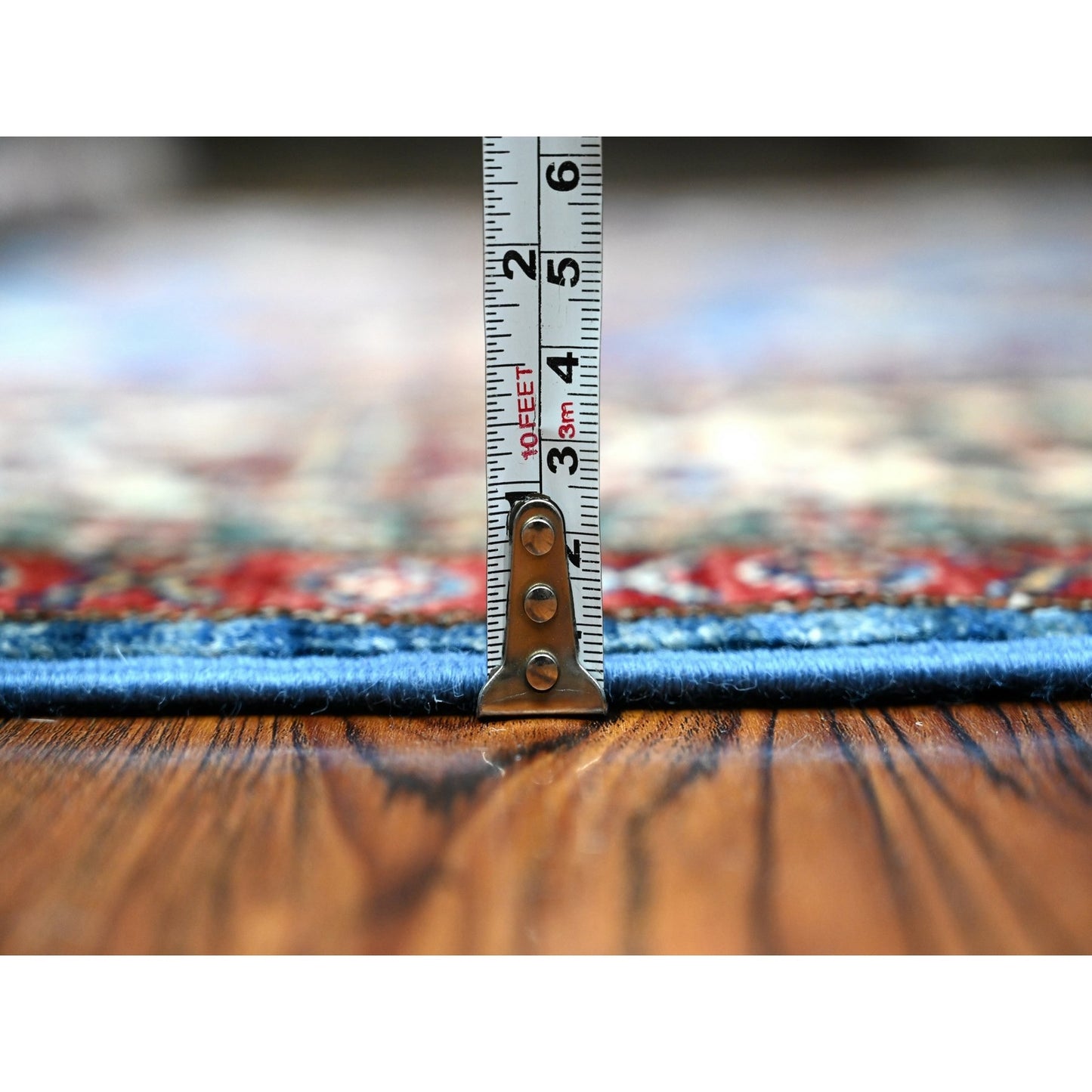 6'X6' Blue Hand Knotted Super Kazak Tribal Elements Square Oriental Rug