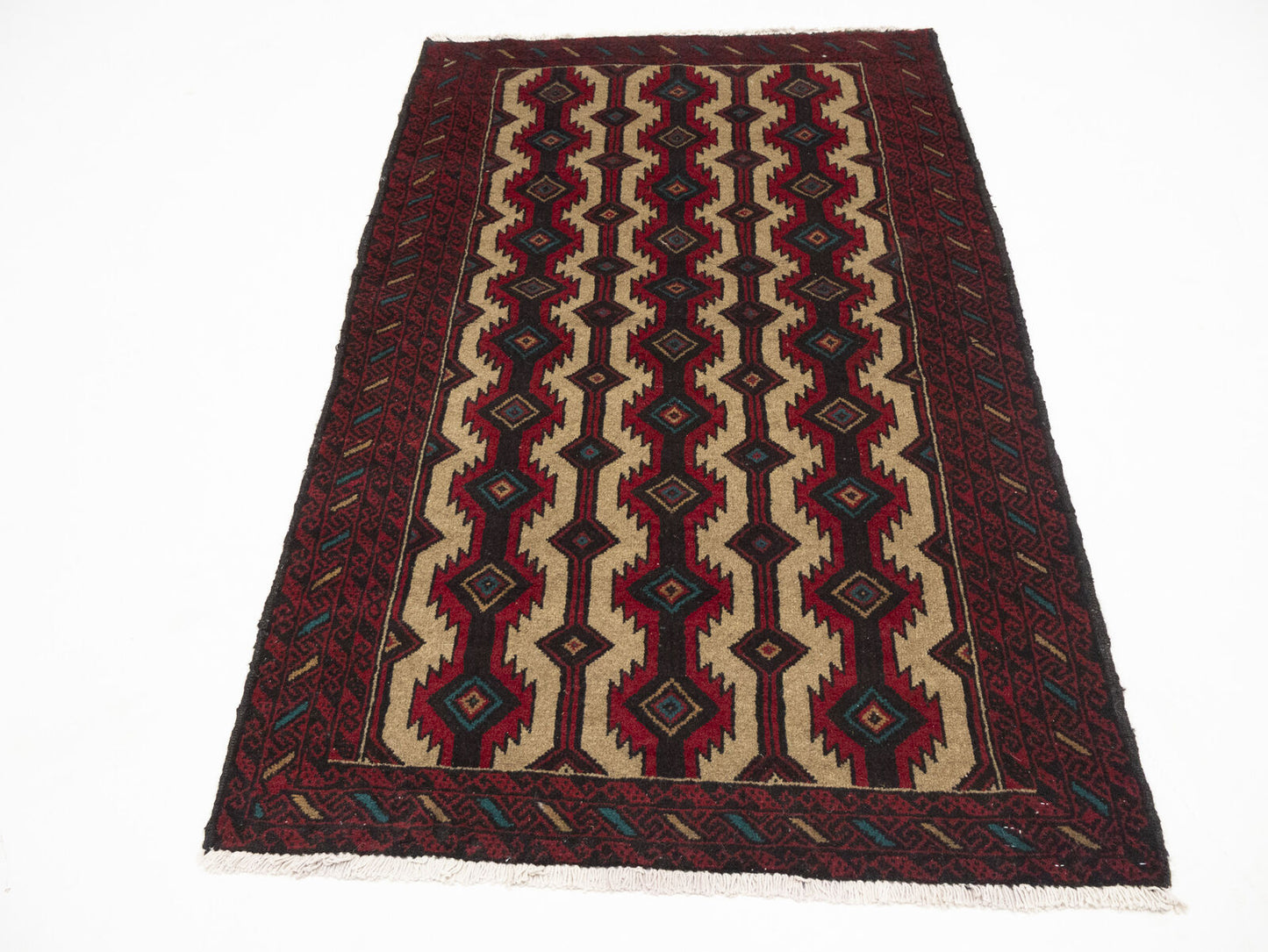 Vintage Hand-Knotted Oriental Rug 4X6 Ft Tribal