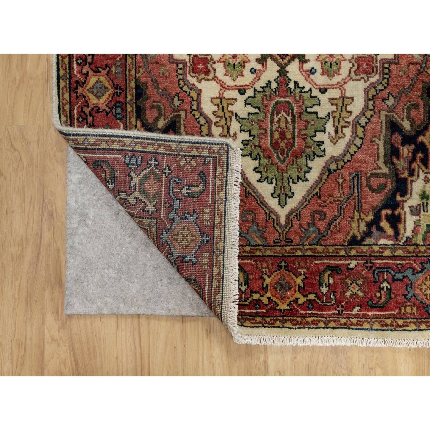 2'8"X28'1" Eggnog White Wool Heris Re-Creation Hand Knotted Xl Runner Rug