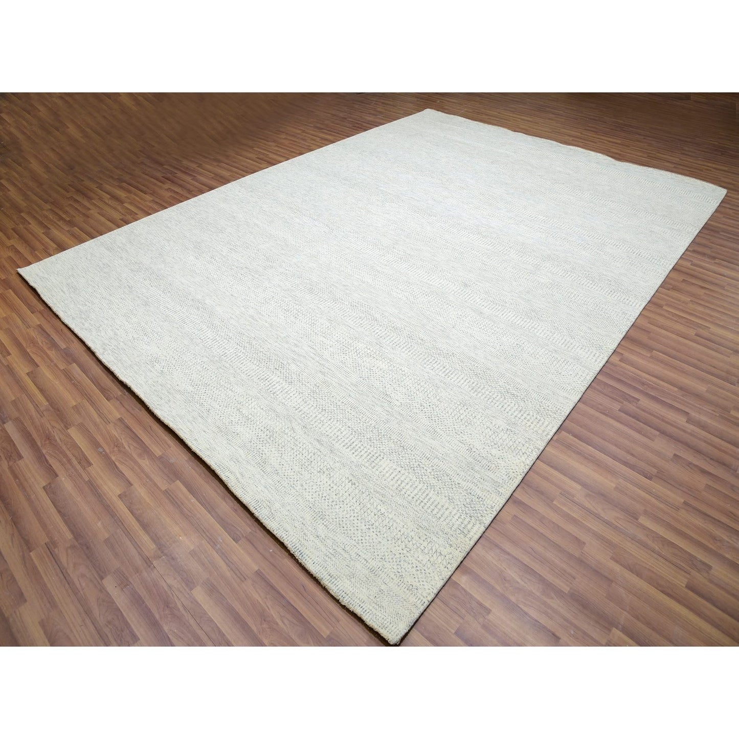 10'1"X14' Shoreline Gray Grass Design Hand Knotted 100% Wool Oriental Rug