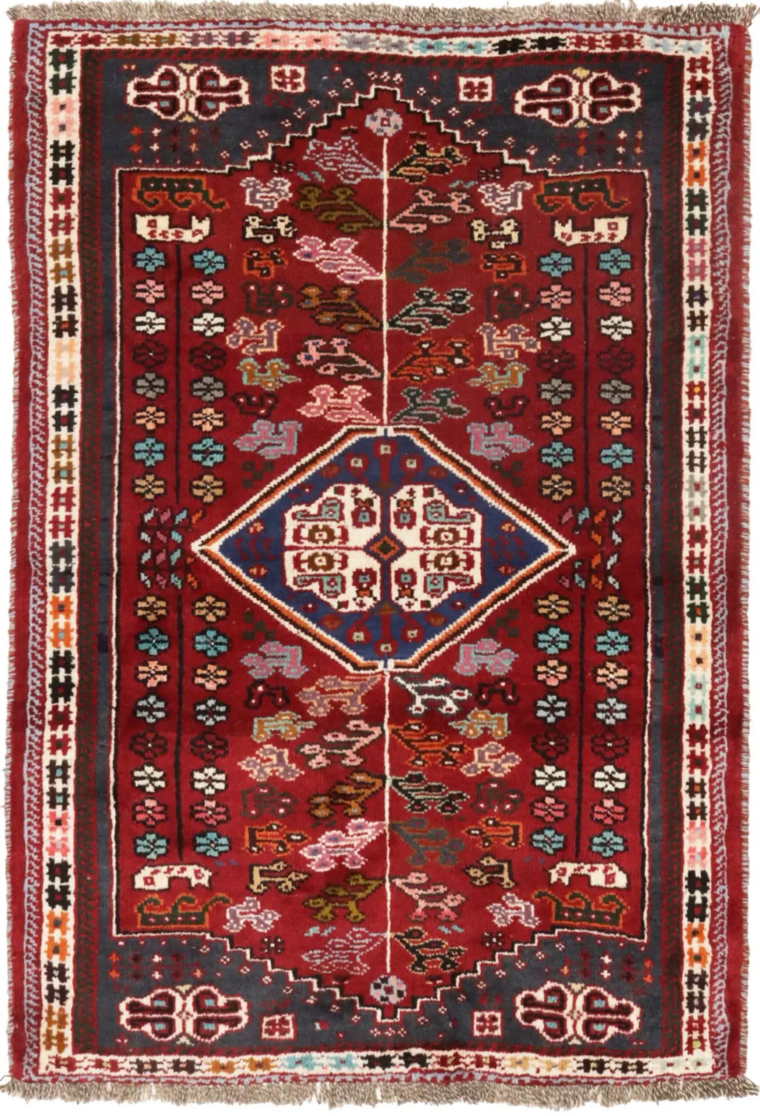 3'5X5 Ft Hand-Knotted Red Tribal Geometric