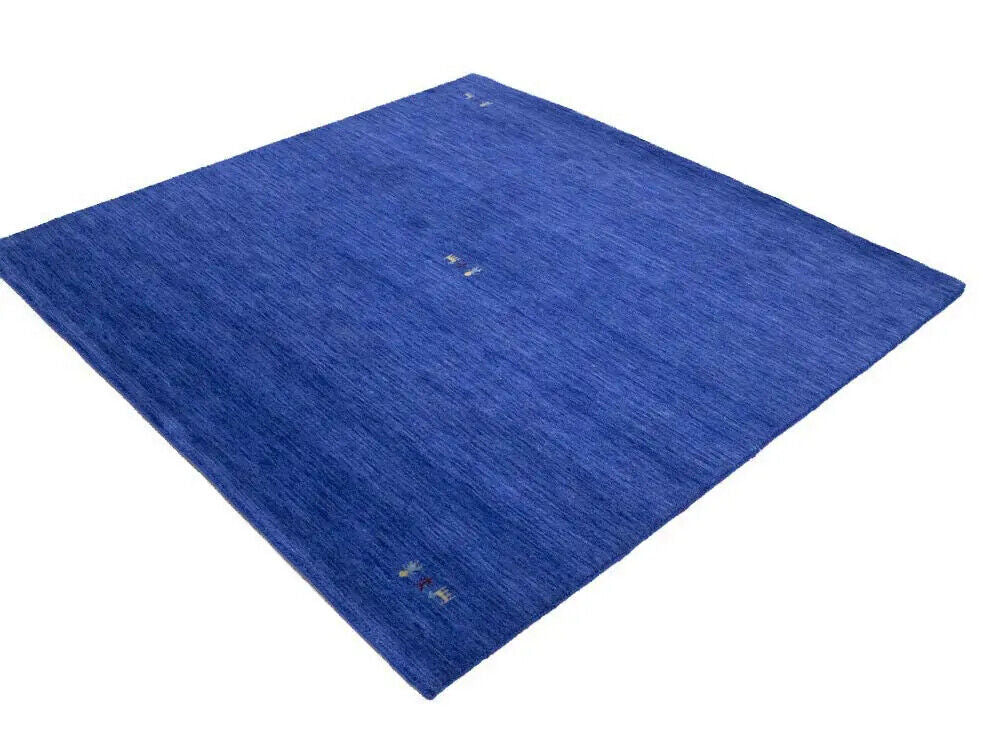 Modern Royal Blue Gabbeh Square Rug Tribal Design