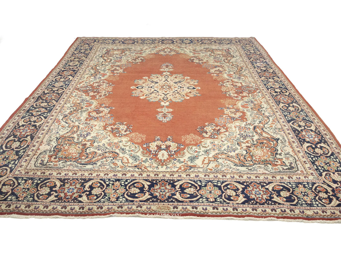 Semi-Antique Hand-Knotted Floral Rug Extra Large