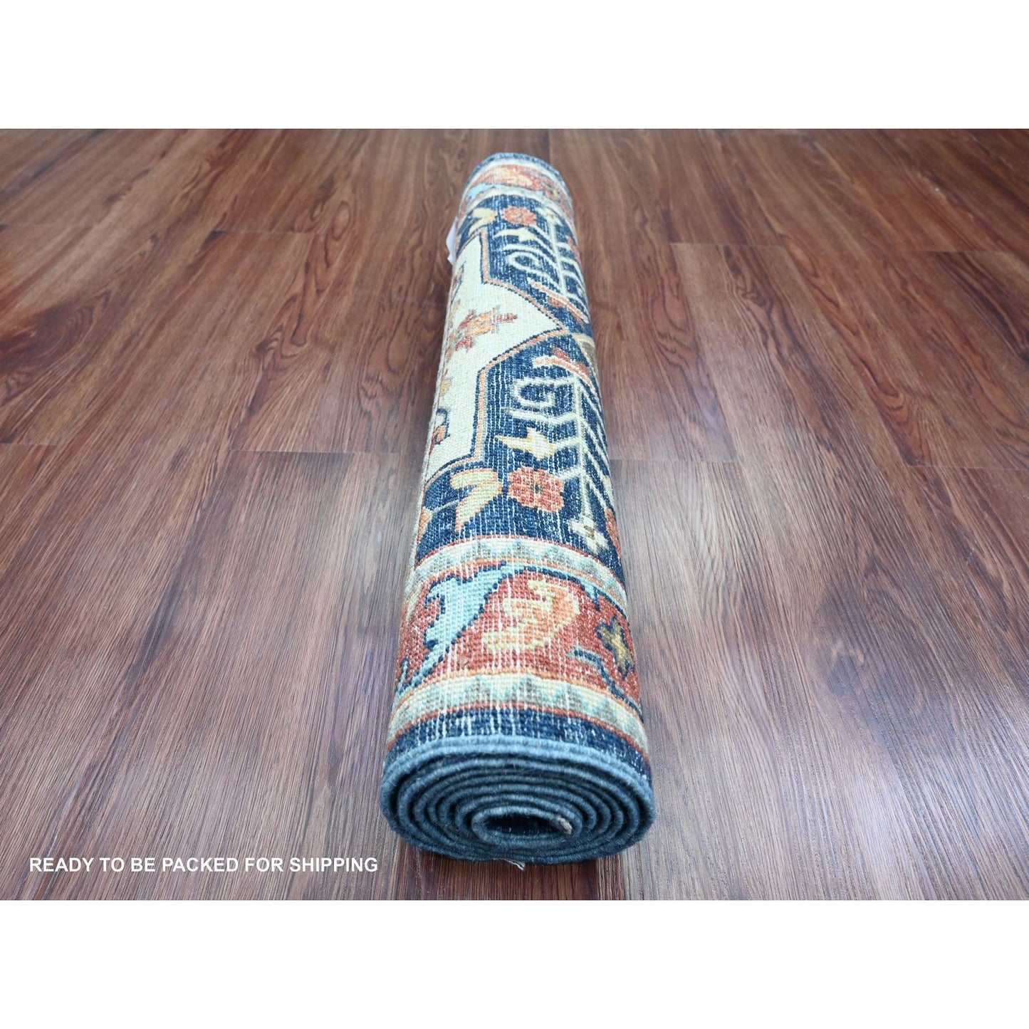 2'5"X6' Yale Blue Caucasian Akstafa Design Wool Hand Knotted Runner Rug