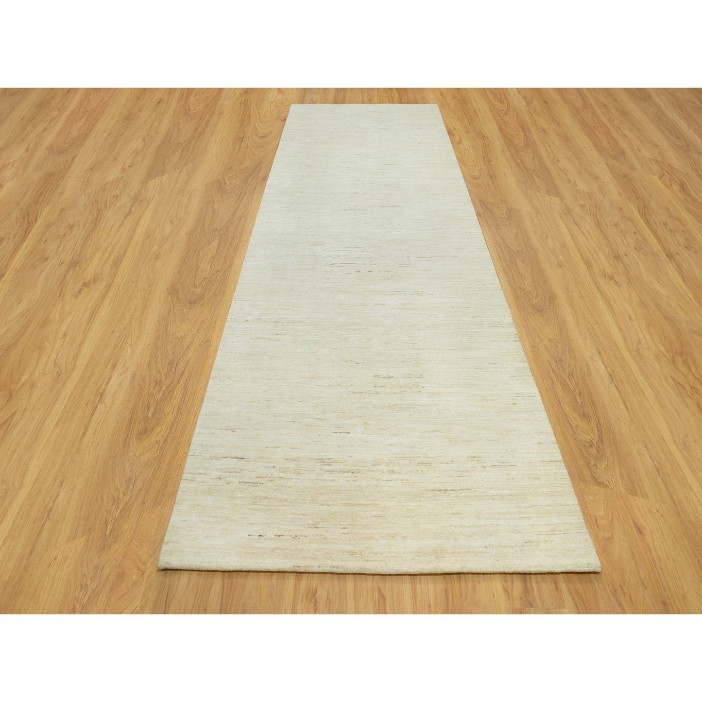 5'1X13'10" White Denser Weave Pure Wool Hand Knotted Wide Oriental Rug