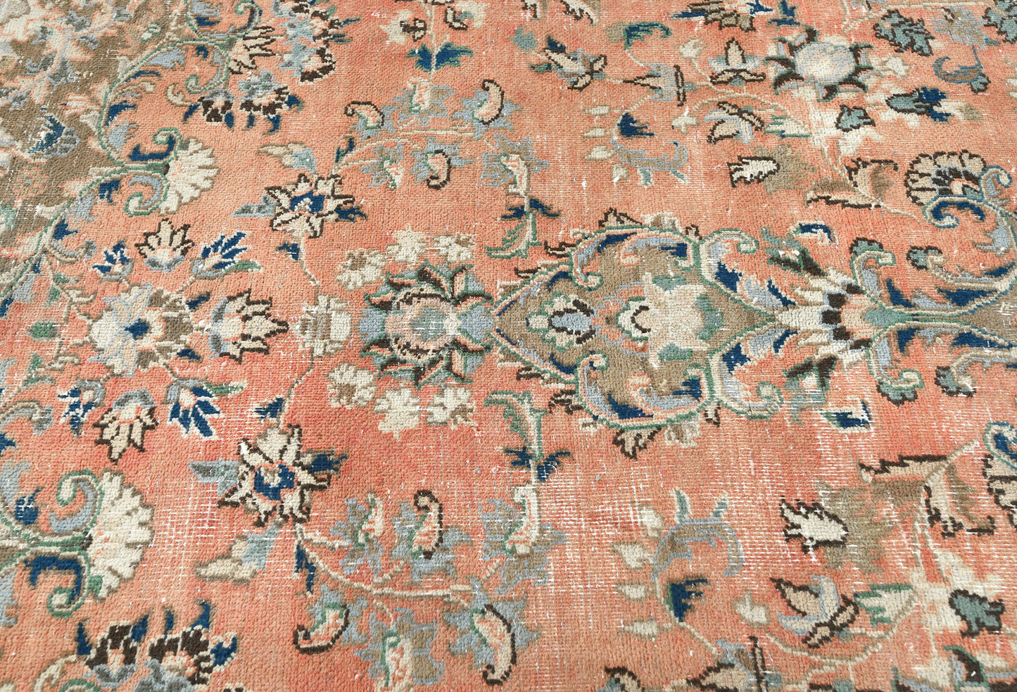 Antique Handmade Oriental Rug Muted Floral