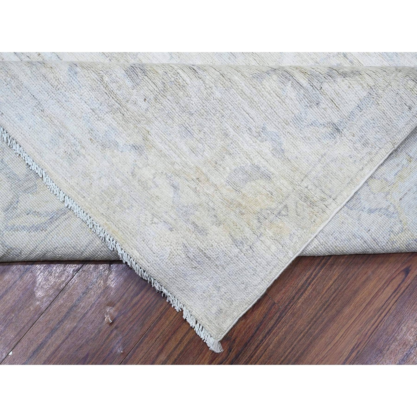 8'8"X11'5" Vista White 100% Wool Wash Peshawar Hand Knotted Rug