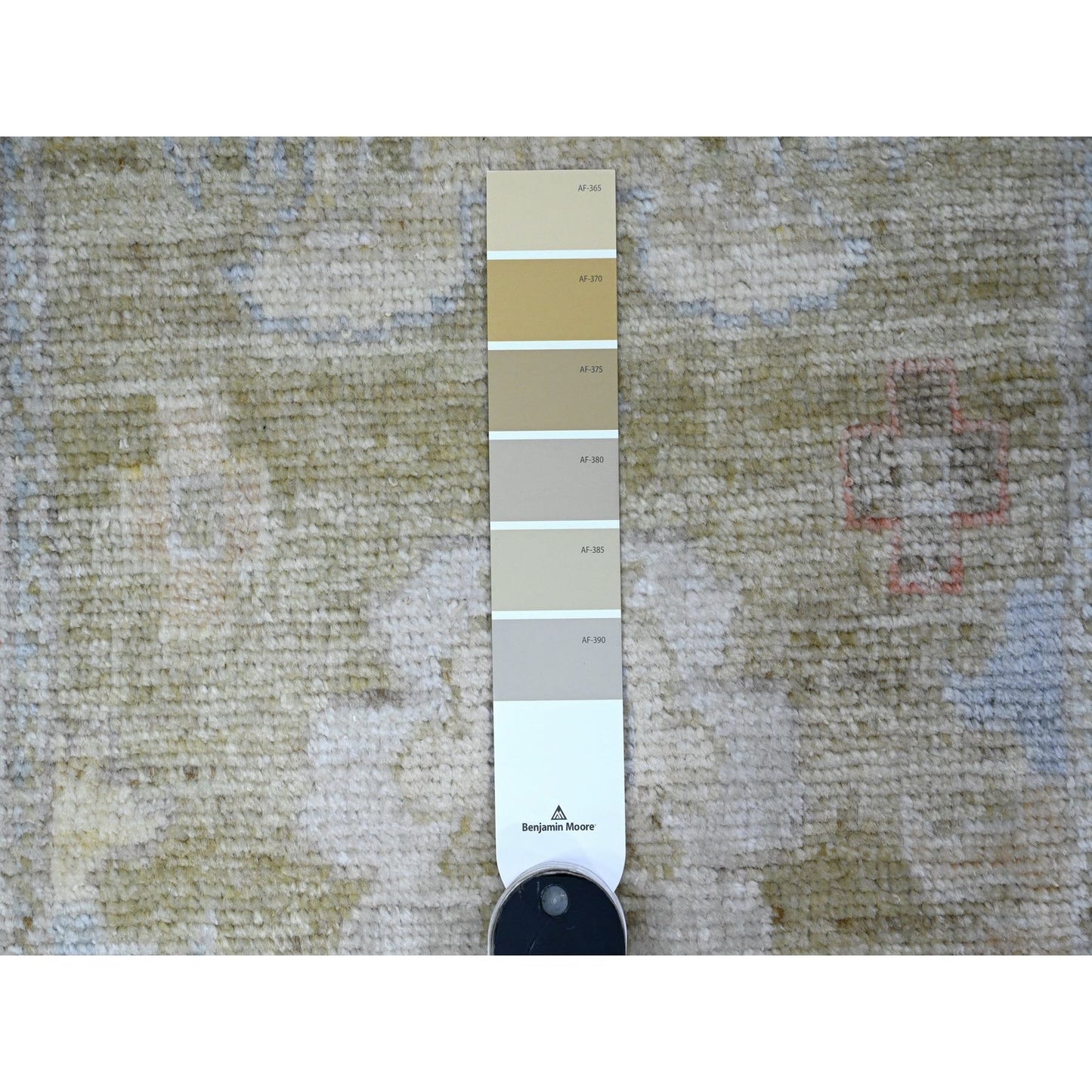 2'8"X11'6" Old Moss Green Rural Design Angora Oushak Oriental Runner Rug