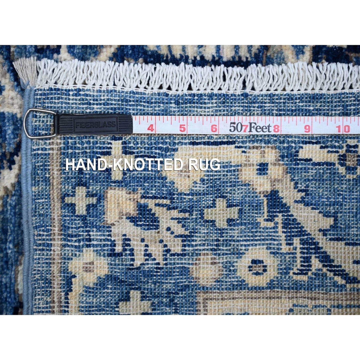 4'1"X9'6" Blue Heris Design Wool Hand Knotted Wide Runner Oriental Rug