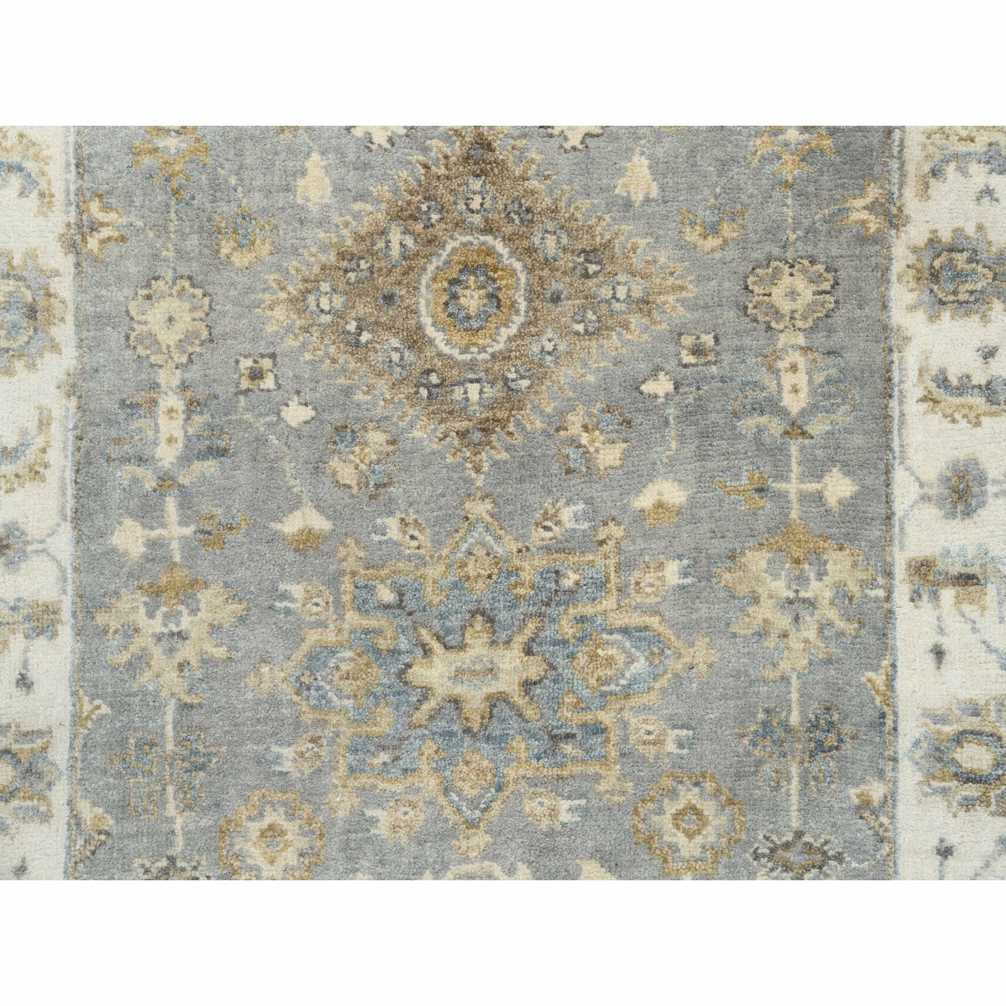 2'8"X17'10" Silver Karajeh Design Wool Hand Knotted Oriental Runner Rug