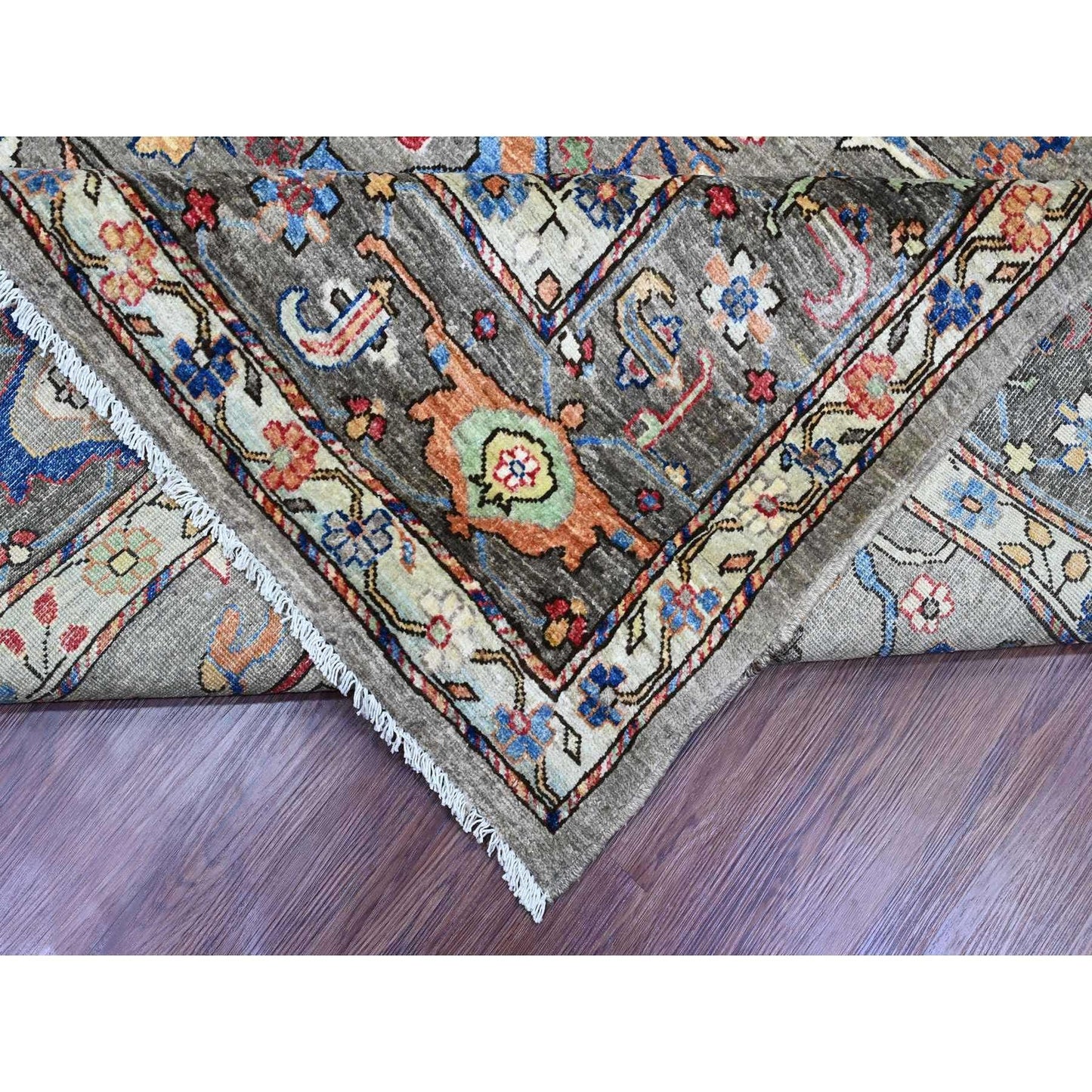 8'9"X12' Nevada Gray Peshawar Bijar Garus Design Hand Knotted Wool Rug