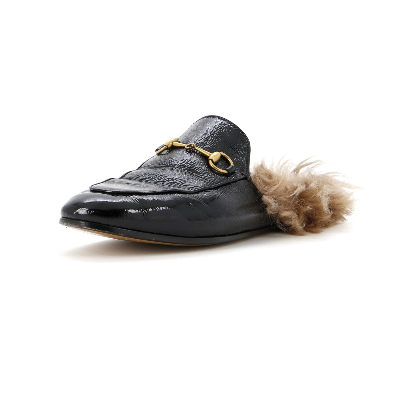 Gucci Women'S Princetown Mules Patent With Fur