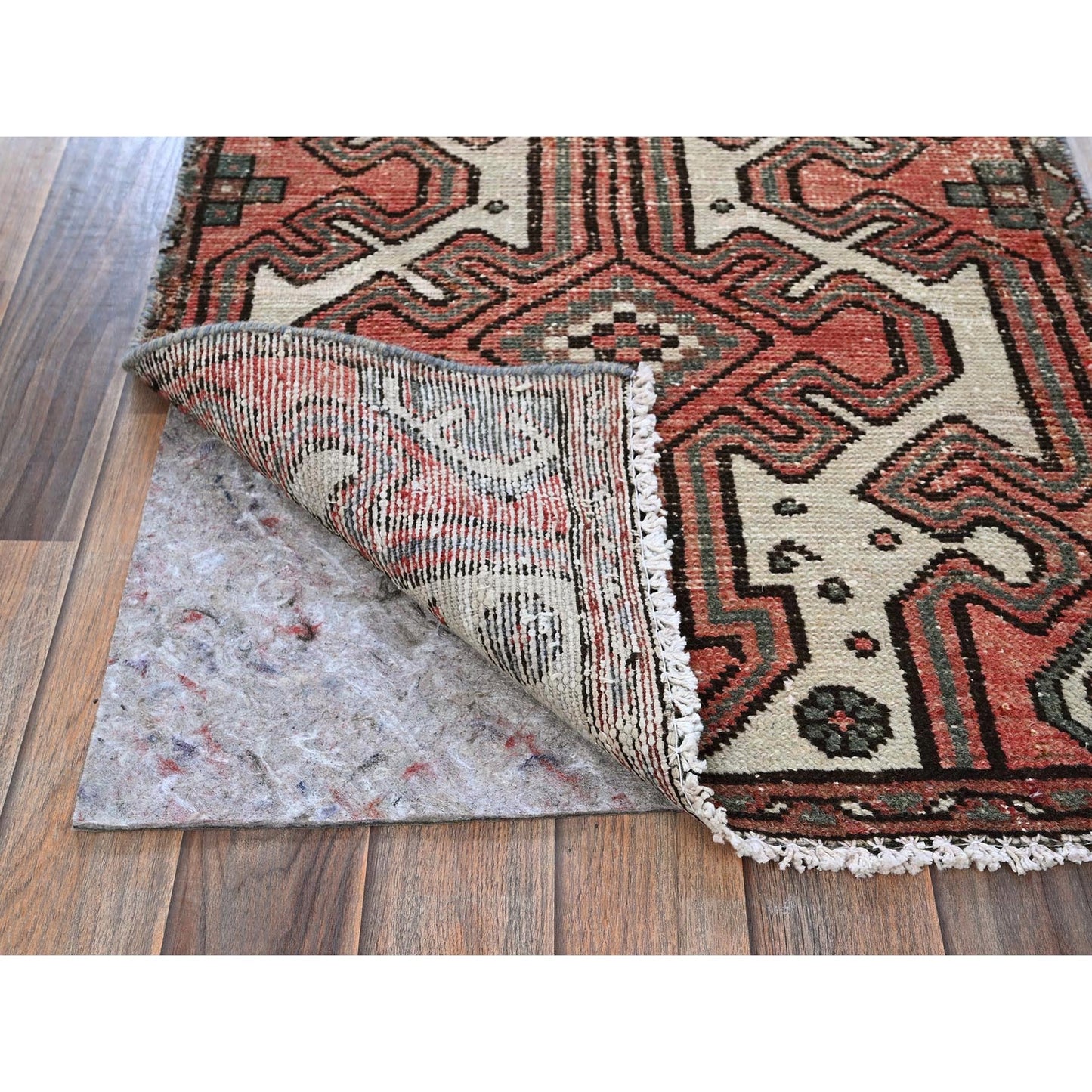 2'3"X9' Peach Vintage Zoroastrian Khamadan Hand Knotted Wool Runner Rug