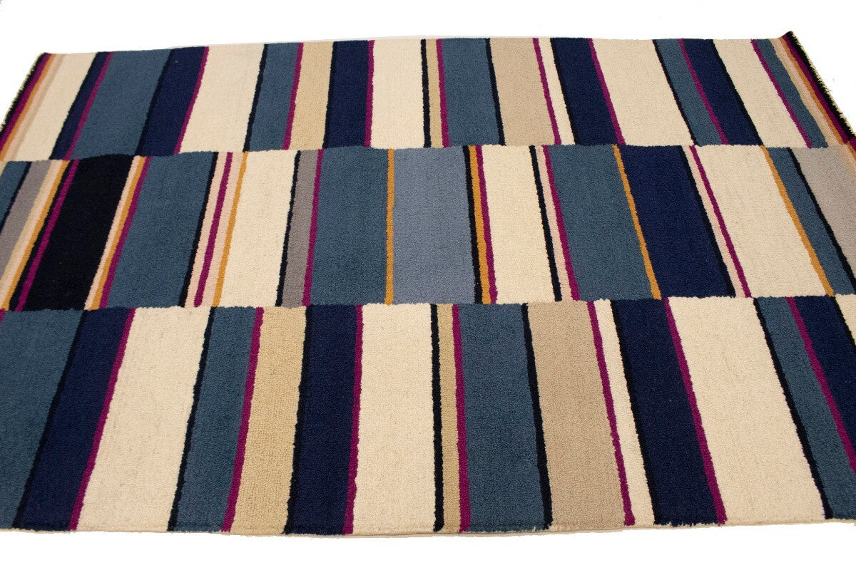 Hand-Tufted Multicolored Stripes Rug Modern Kids