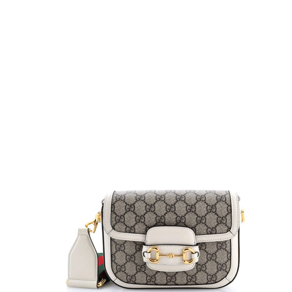 Gucci Horsebit 1955 Shoulder Bag Gg Coated Canvas With Leather Mini