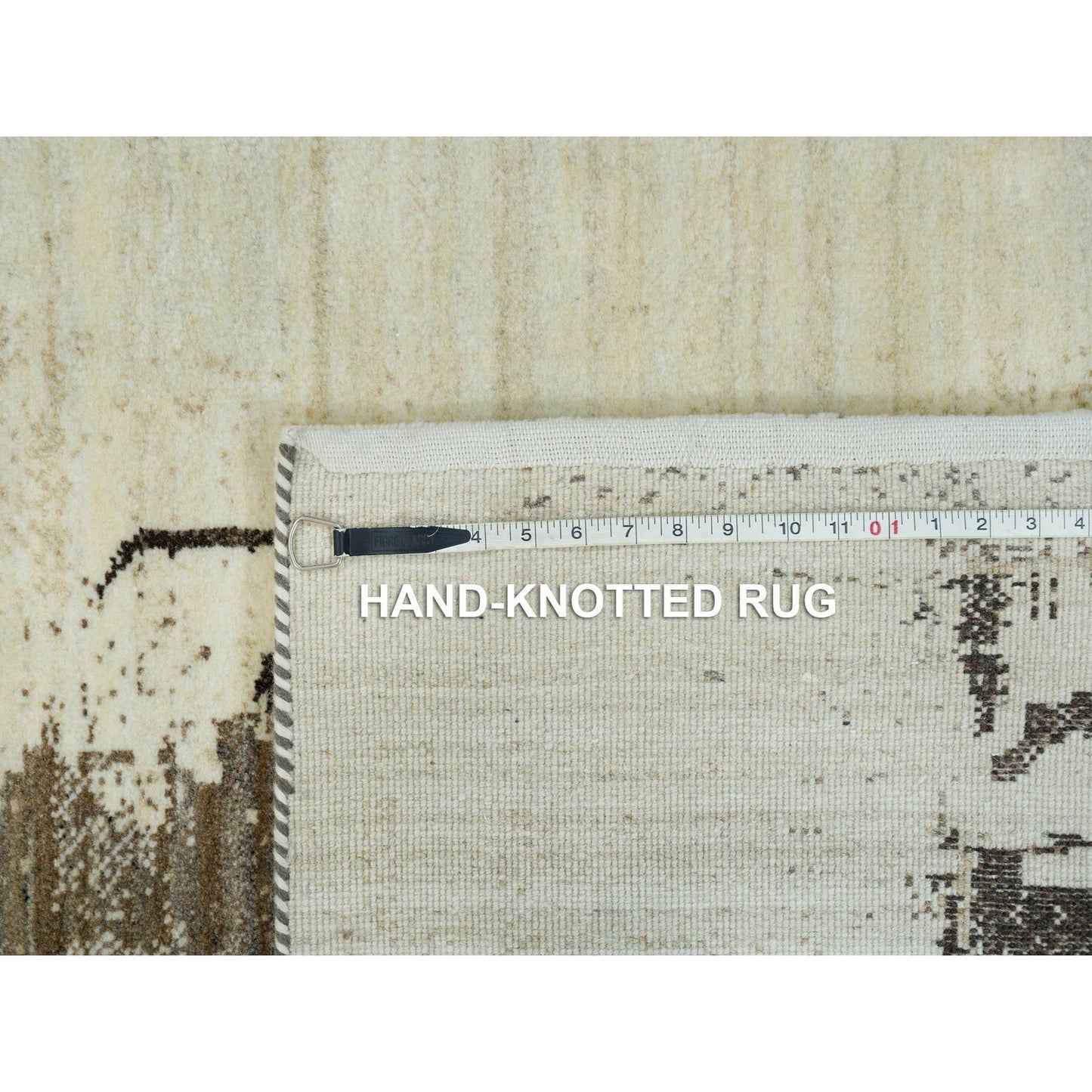 4'X6' Parchment White Lori Buft Gabbeh Wool Hand Knotted Oriental Rug