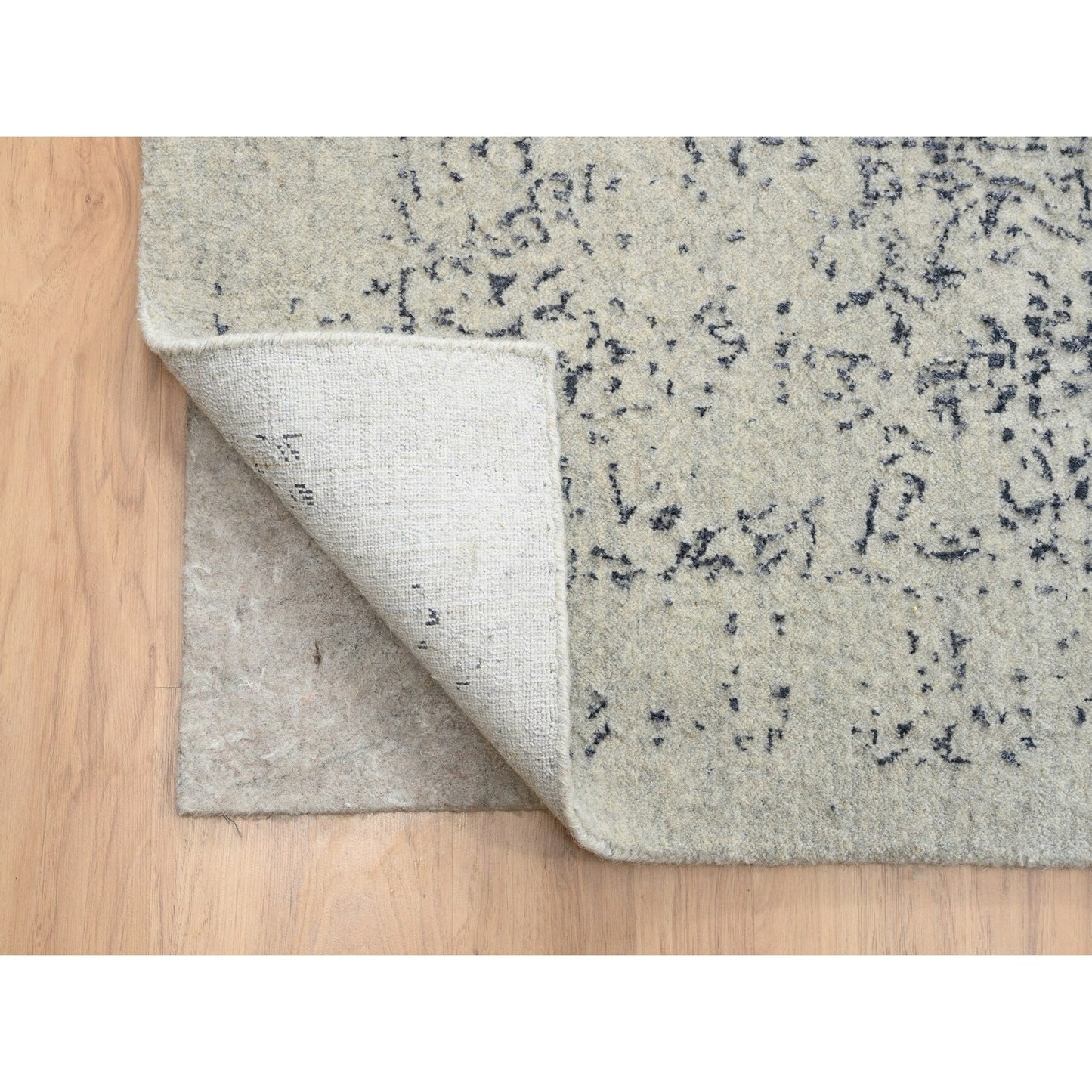 12'X18'2" Wool And Silk Hand Loomed Gray Fine Jacquard Oversized Rug
