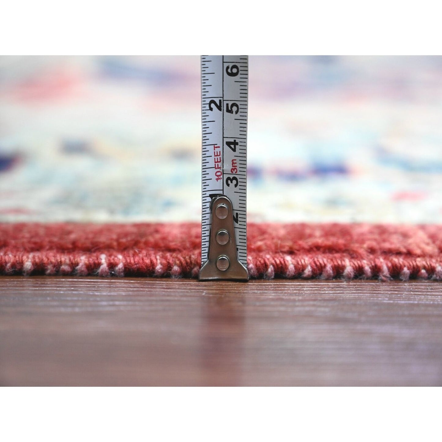 9'X12' Red Seeripe Heris With Flower Design Hand Knotted 100% Wool Rug