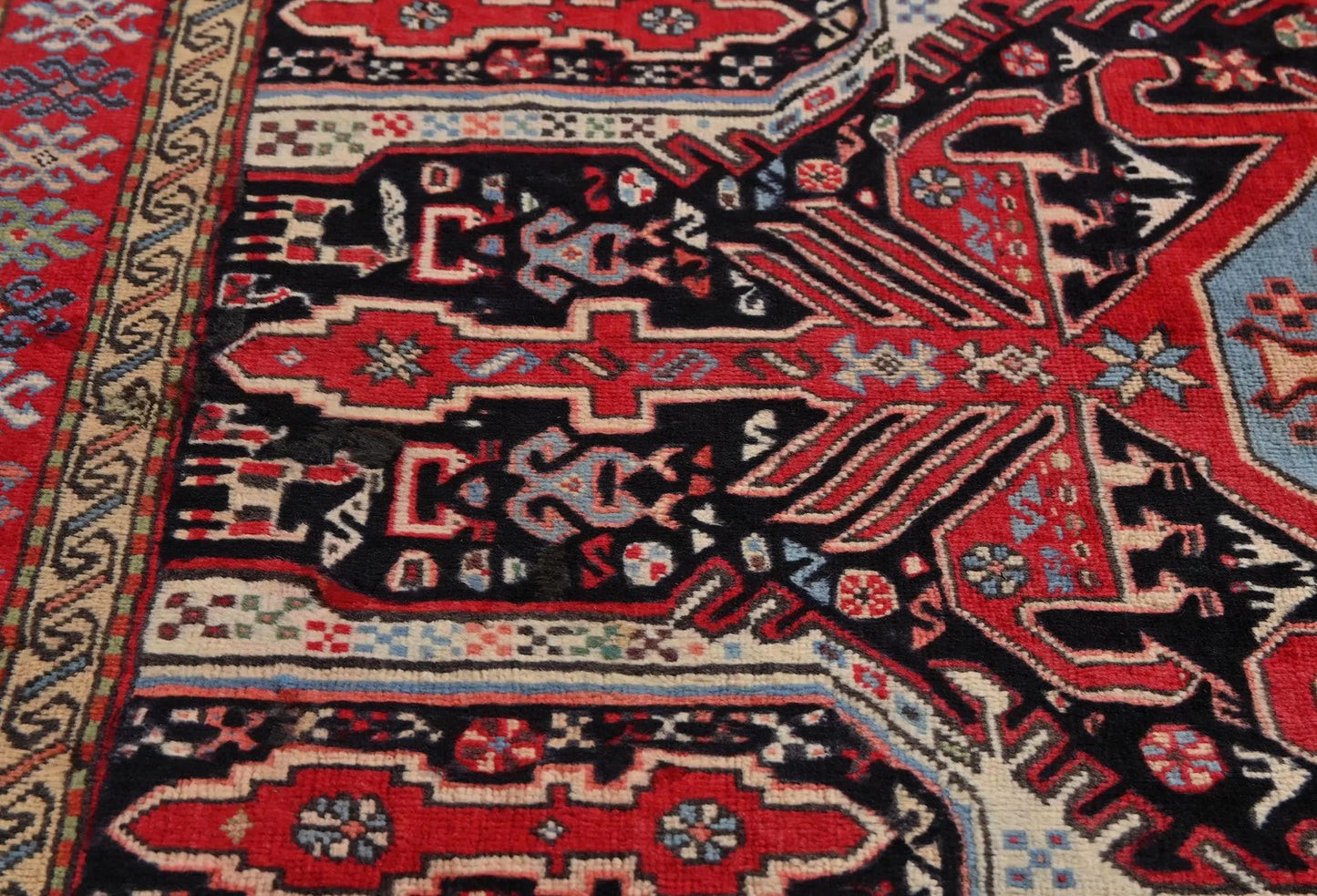 Red Tribal Geometric Design Oriental Rug 4X6 Ft