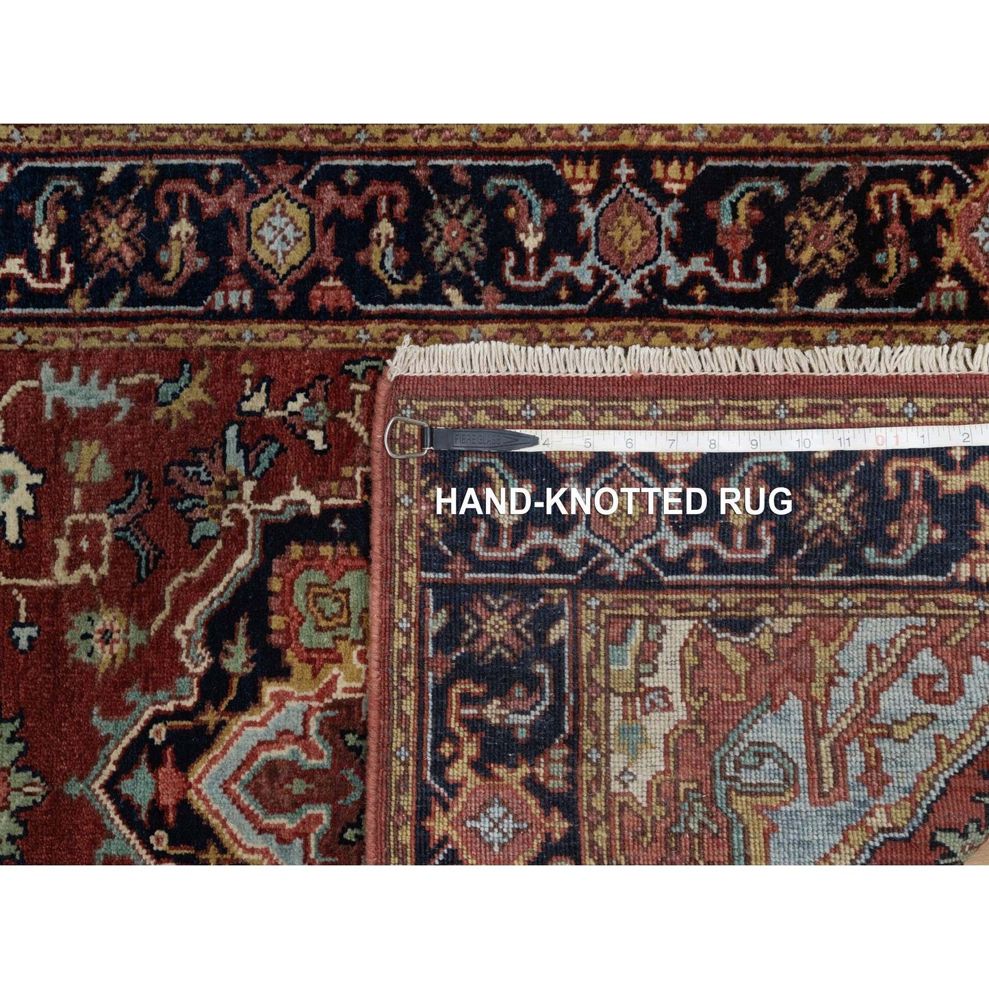 2'8"X6'2" Red Antiqued Heriz Re-Creation Hand Knotted All Wool Runner Rug