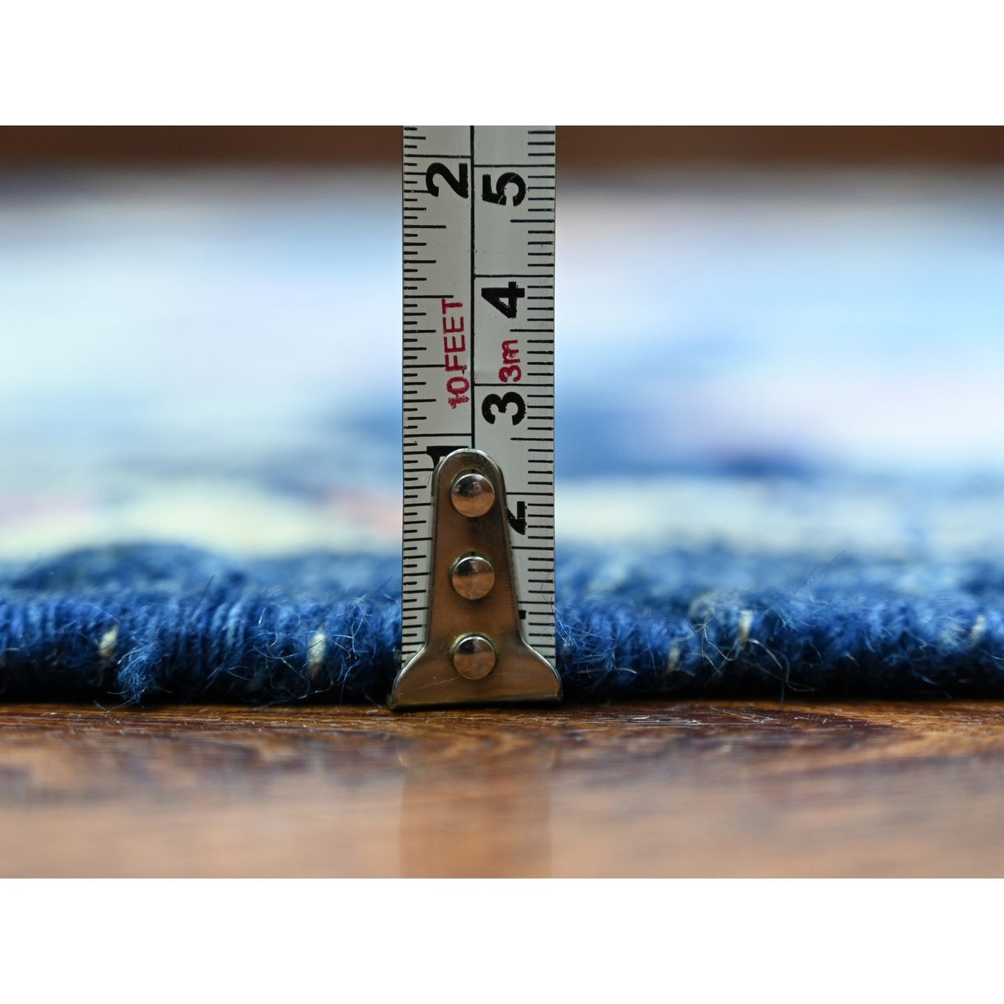 9'X11'7" Sapphire Blue Hand Knotted Afghan Angora Oushak Soft Wool Rug