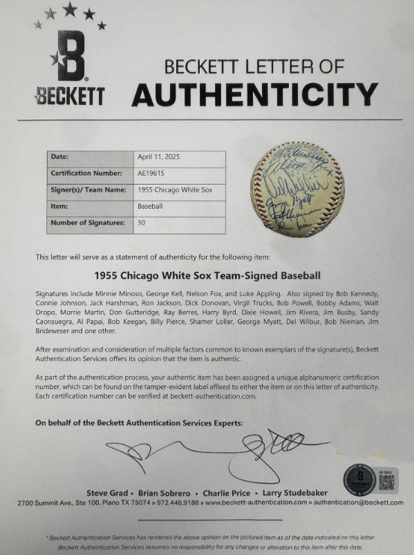 1955 Chicago White Sox Team Signed Baseball (30)