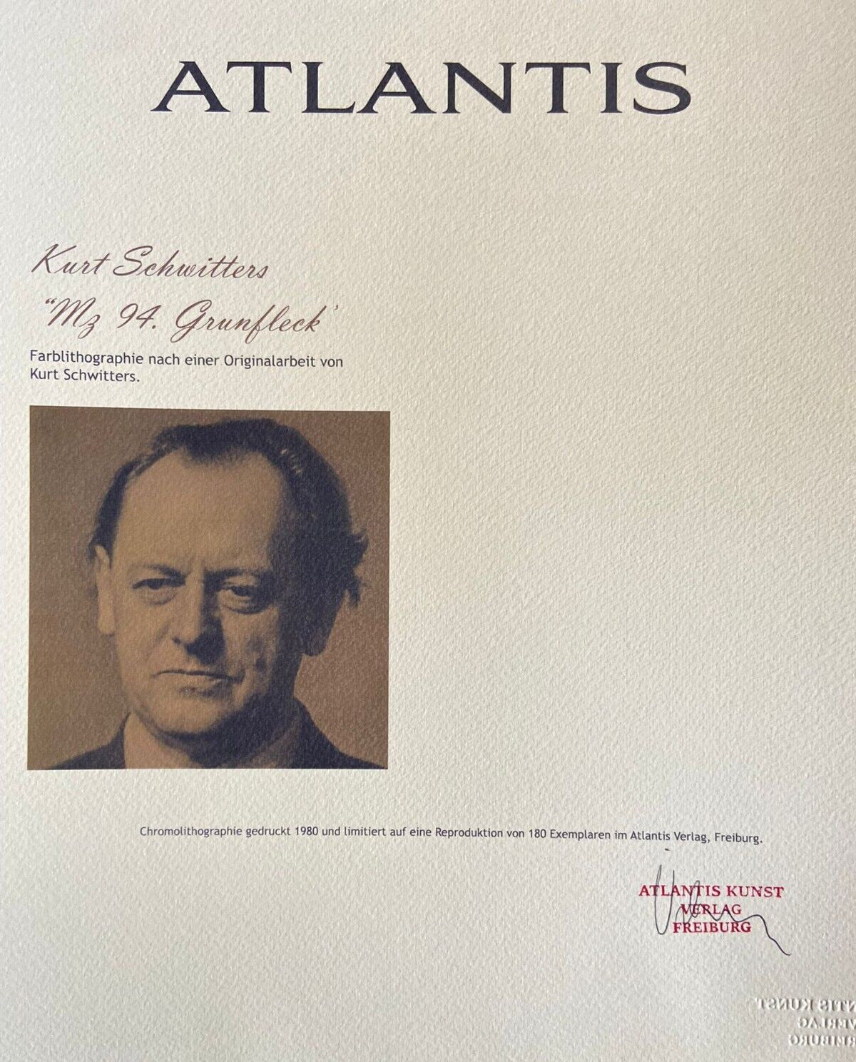 Kurt Schwitters Lithograph 1980 180Ex Marcel
