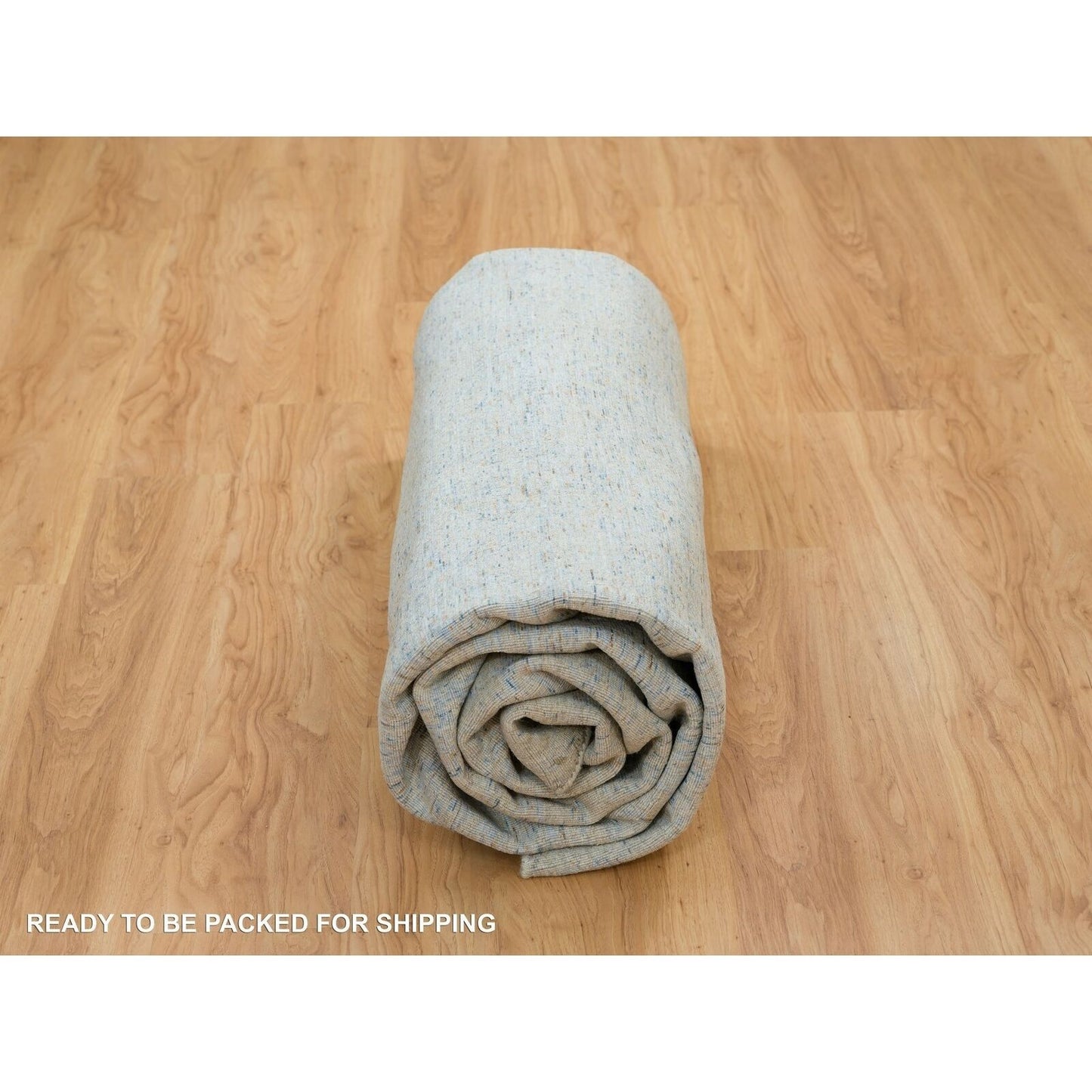 9'10"X9'10" Gray Wool And Silk Modern Jacquard Hand Loomed Round Rug