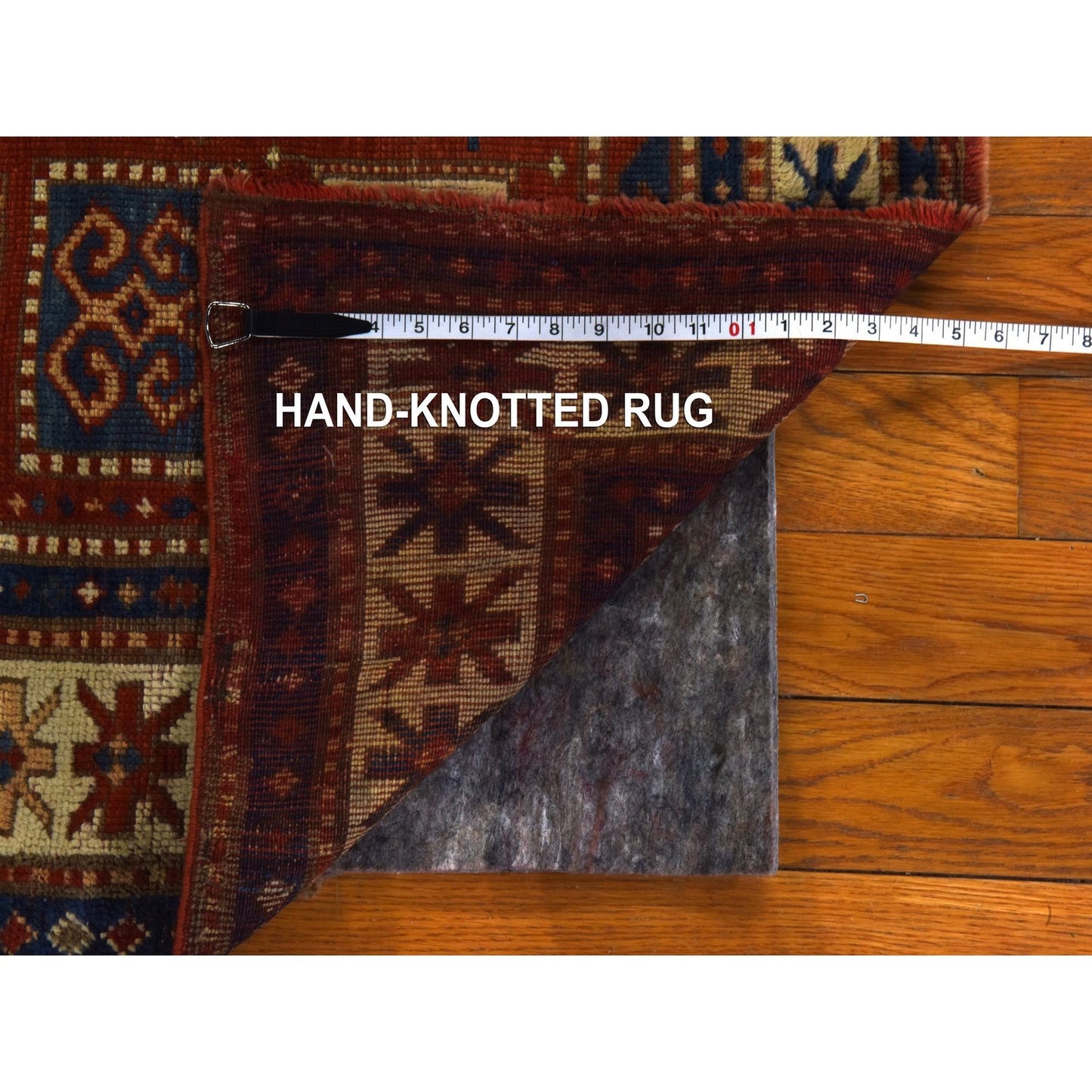 4'3"X6'3" Red Antique Caucasian Kazak Hand Knotted 100% Wool Oriental Rug