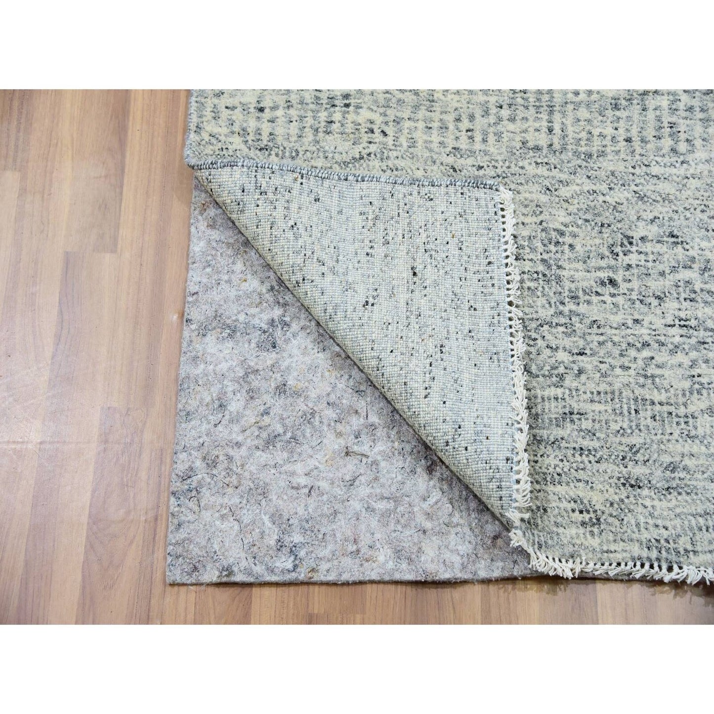 2'7"X9'10" Boothbay Gray Modern Hand Knotted Grass Design Wool Runner Rug