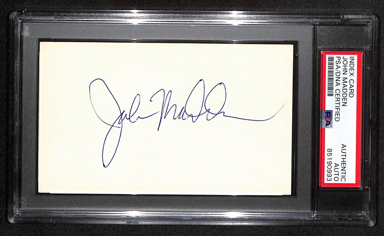 John Madden Hof Signed/Auto 3X5 Index Card