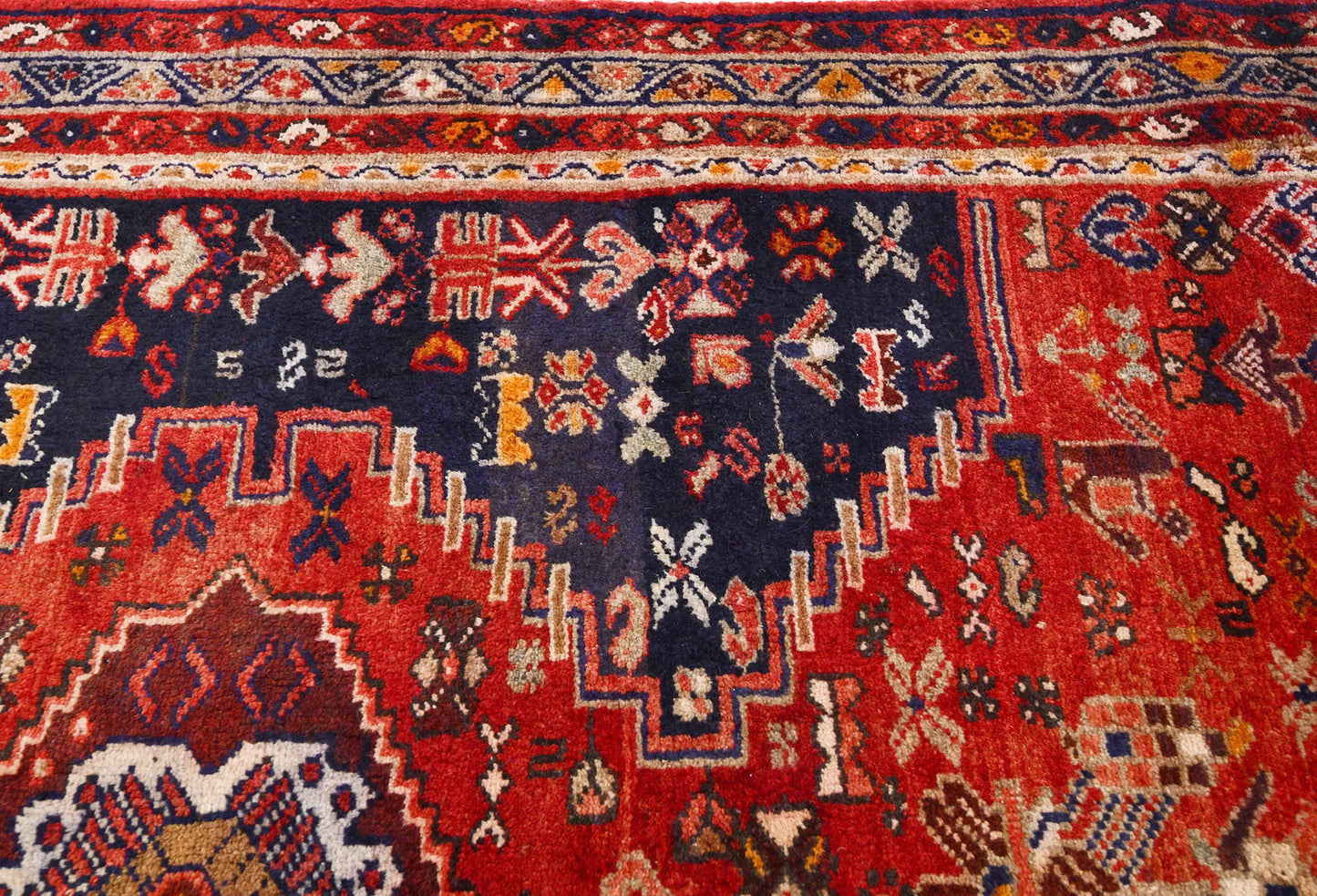 Muted Red Tribal Floral Design Oriental Rug