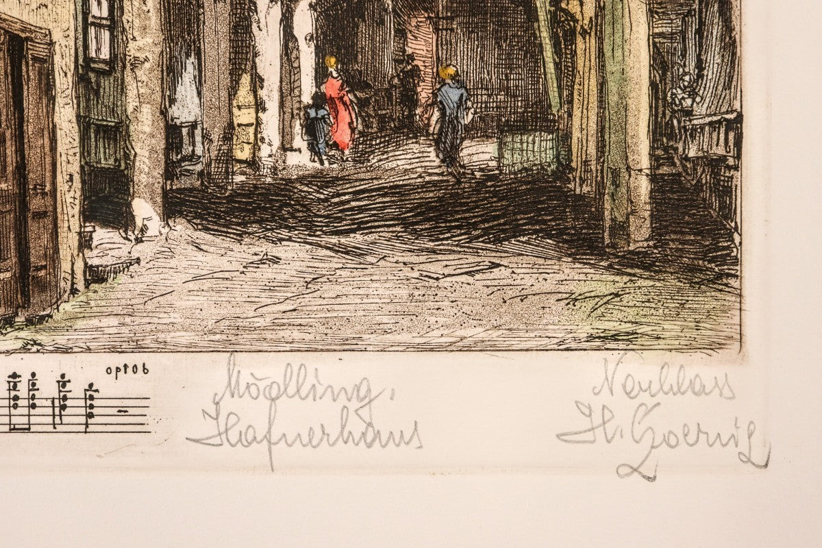 Herta Czernik-Kobanz Gzonning Etching Coloring "Mdling, Hafnerhaus" Beethoven