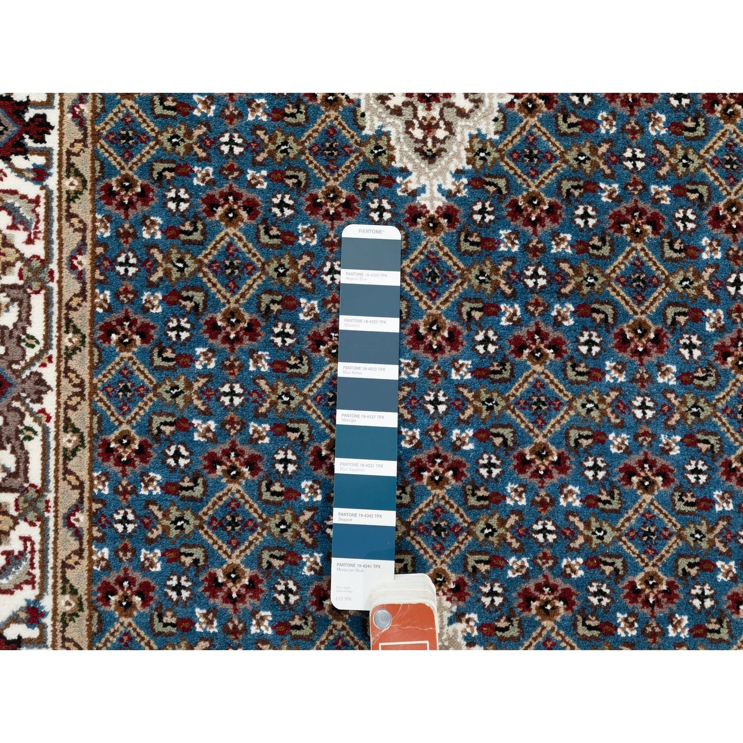 2'7"X8'7" Blue Fish Design Tebraz Mahi Wool And Silk Oriental Runner Rug